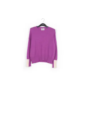Purple light knit sweater with contrasting cuffs