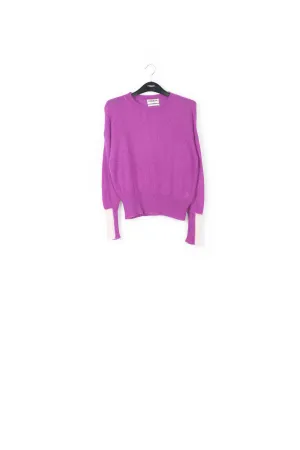 Purple light knit sweater with contrasting cuffs