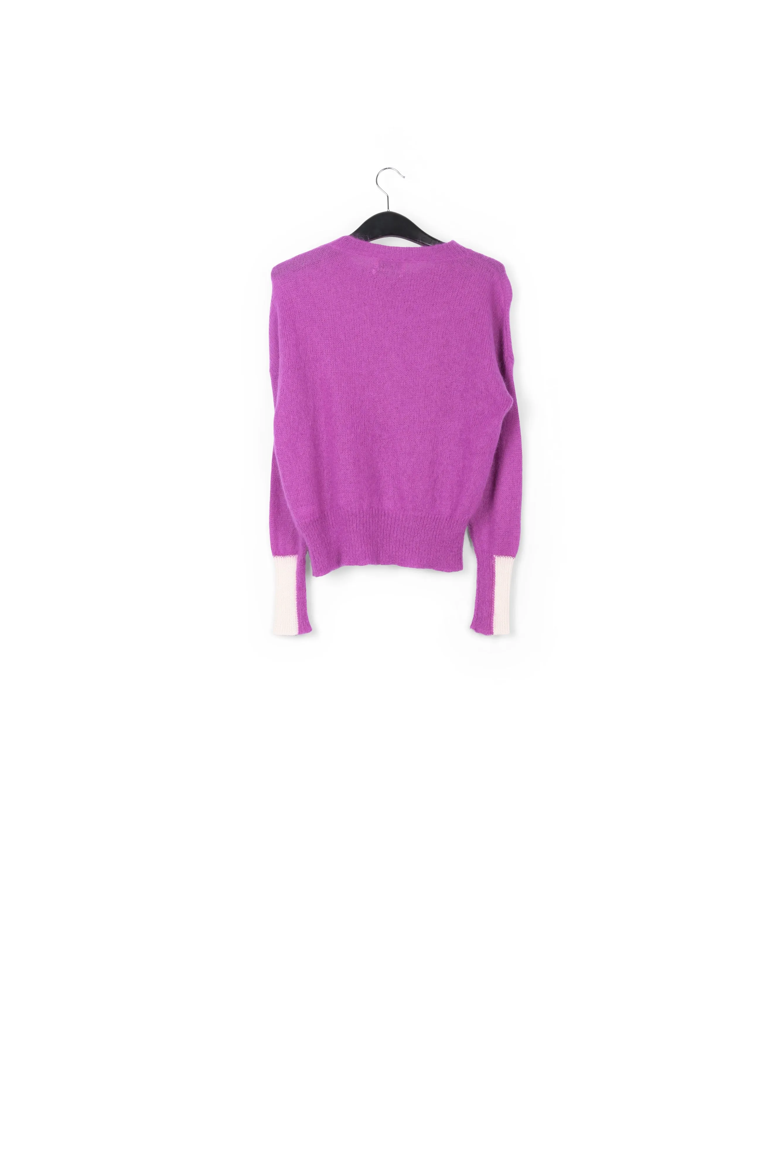 Purple light knit sweater with contrasting cuffs