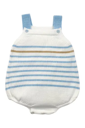 "Archer" Blue & Camel Stripe Knit Dungaree Romper