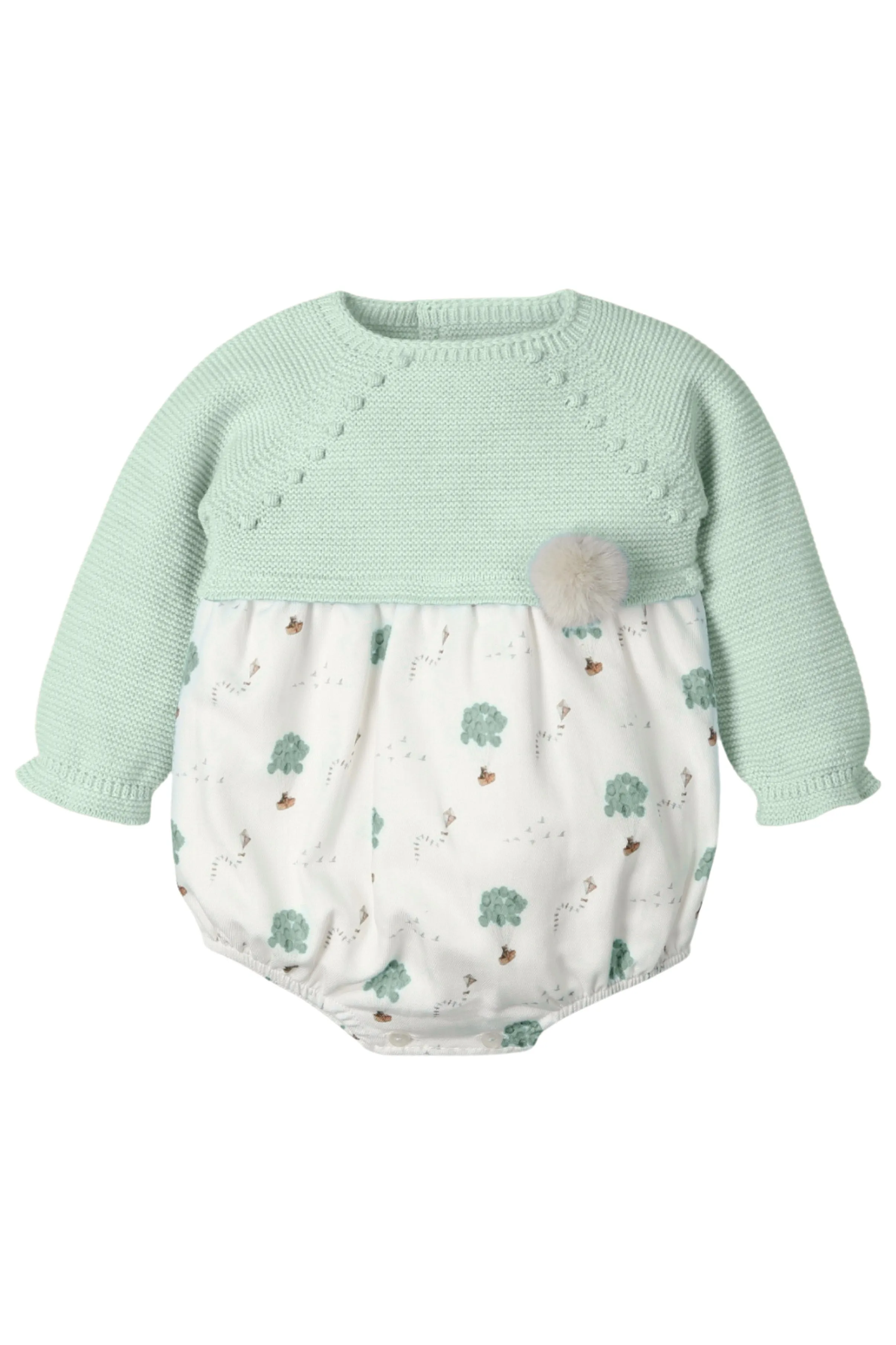 "Bailey" Pistachio Half Knit Romper