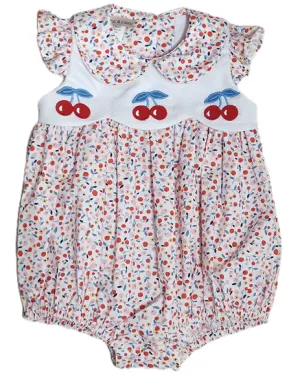 "Cherries Collection" Applique Baby Girl Bubble