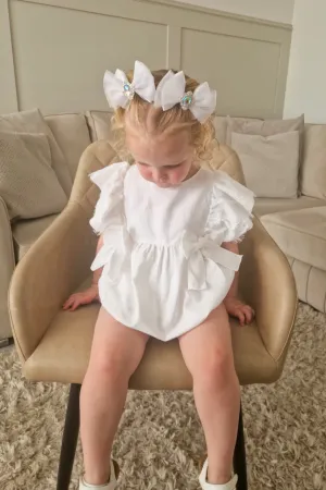 "Elaia" White Lace Romper