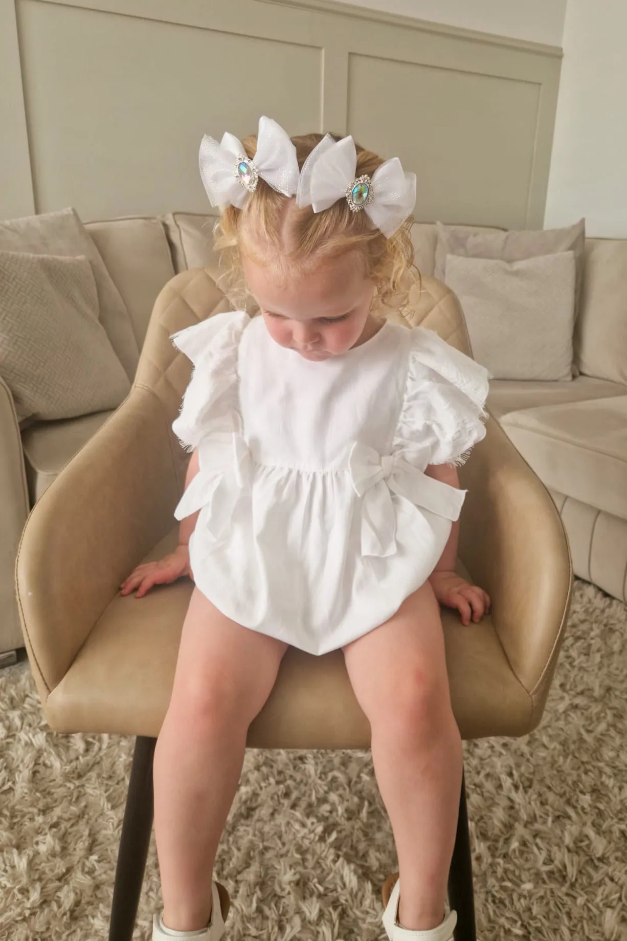 "Elaia" White Lace Romper