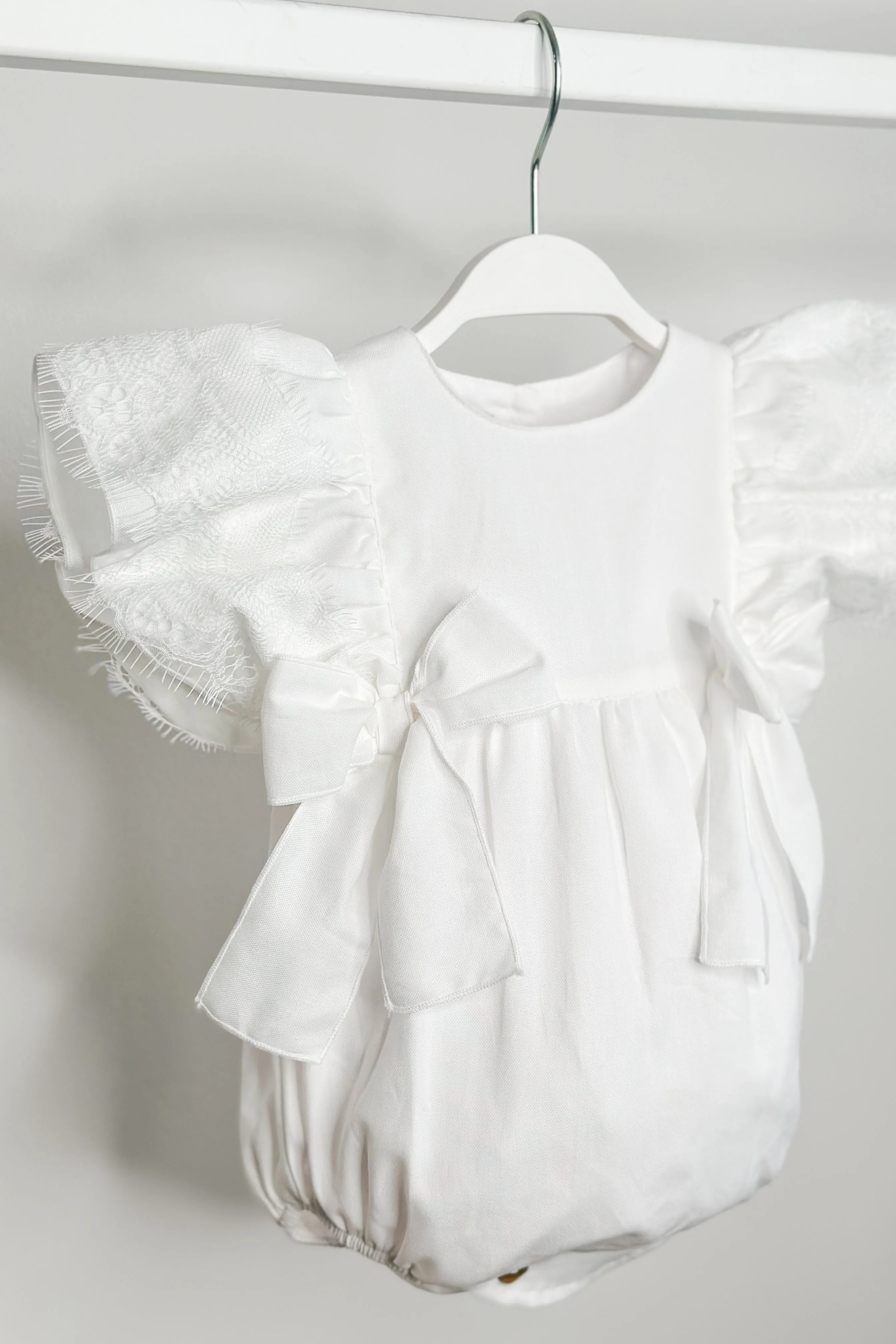 "Elaia" White Lace Romper