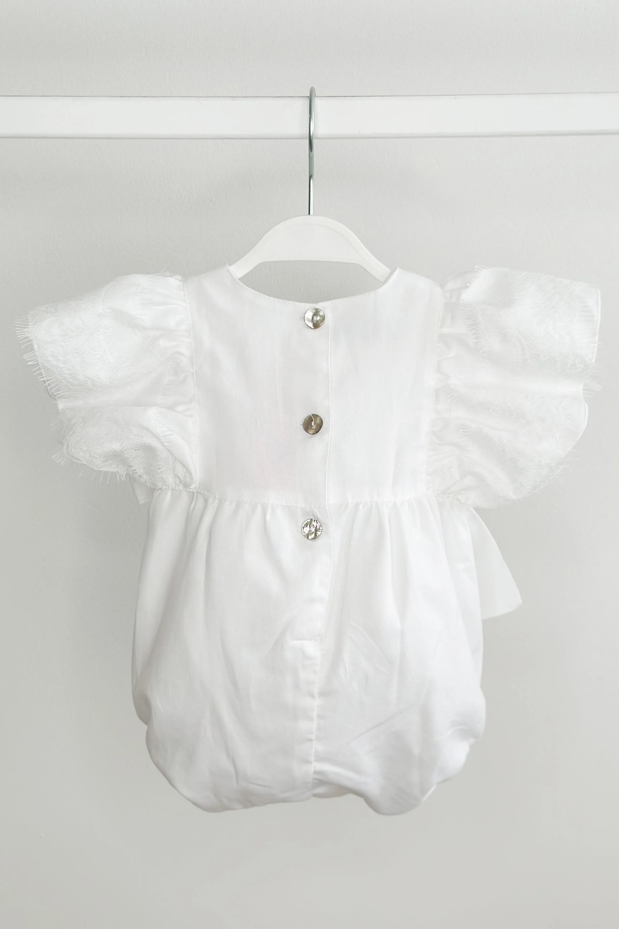 "Elaia" White Lace Romper