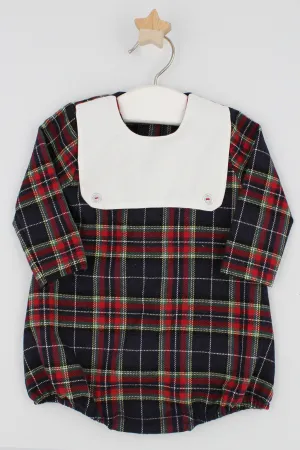 "Ellis" Red & Navy Tartan Romper