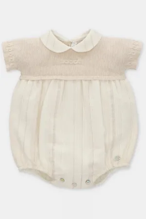 "Reese" Beige Half Knit Romper