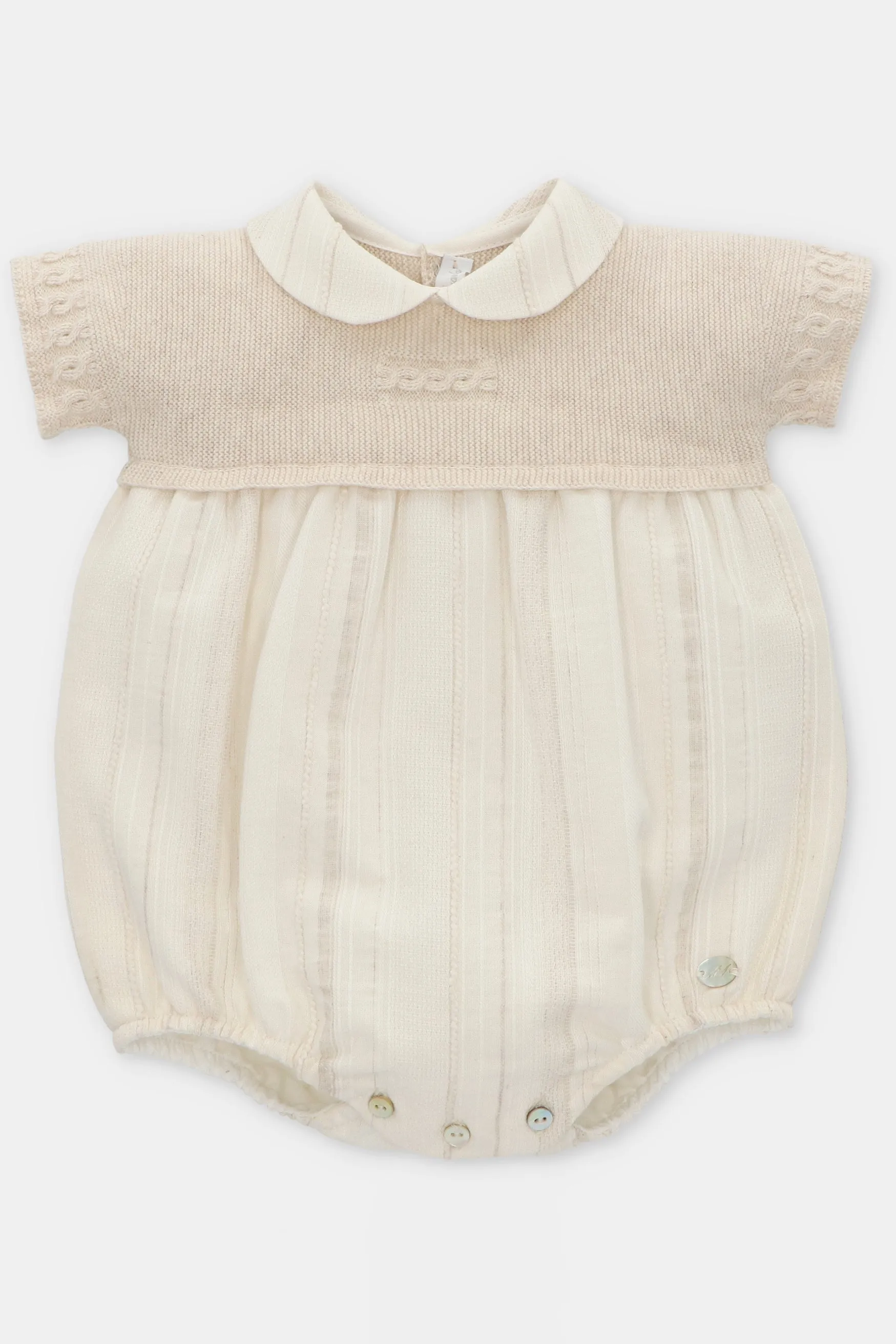 "Reese" Beige Half Knit Romper