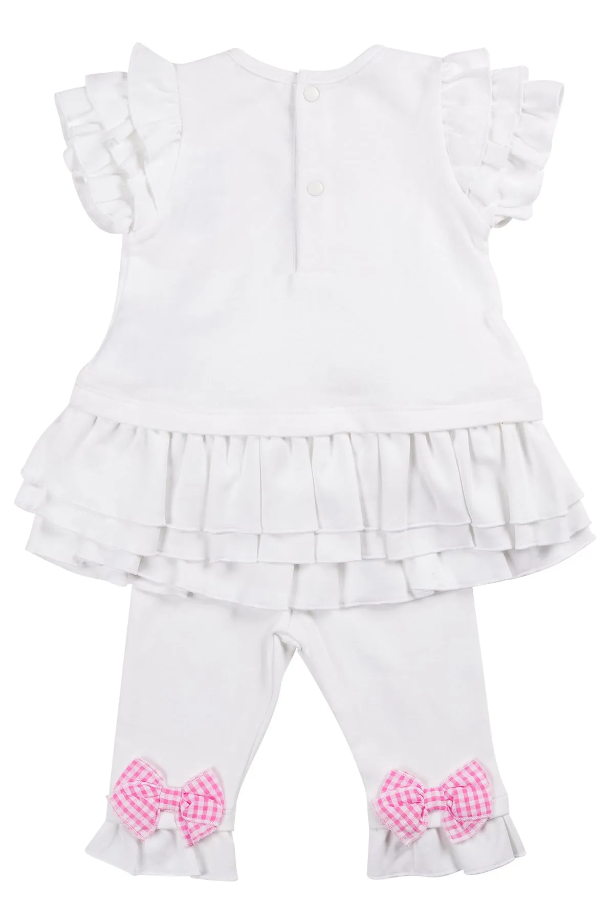 "Sadie" White Gingham Bow Top & Leggings