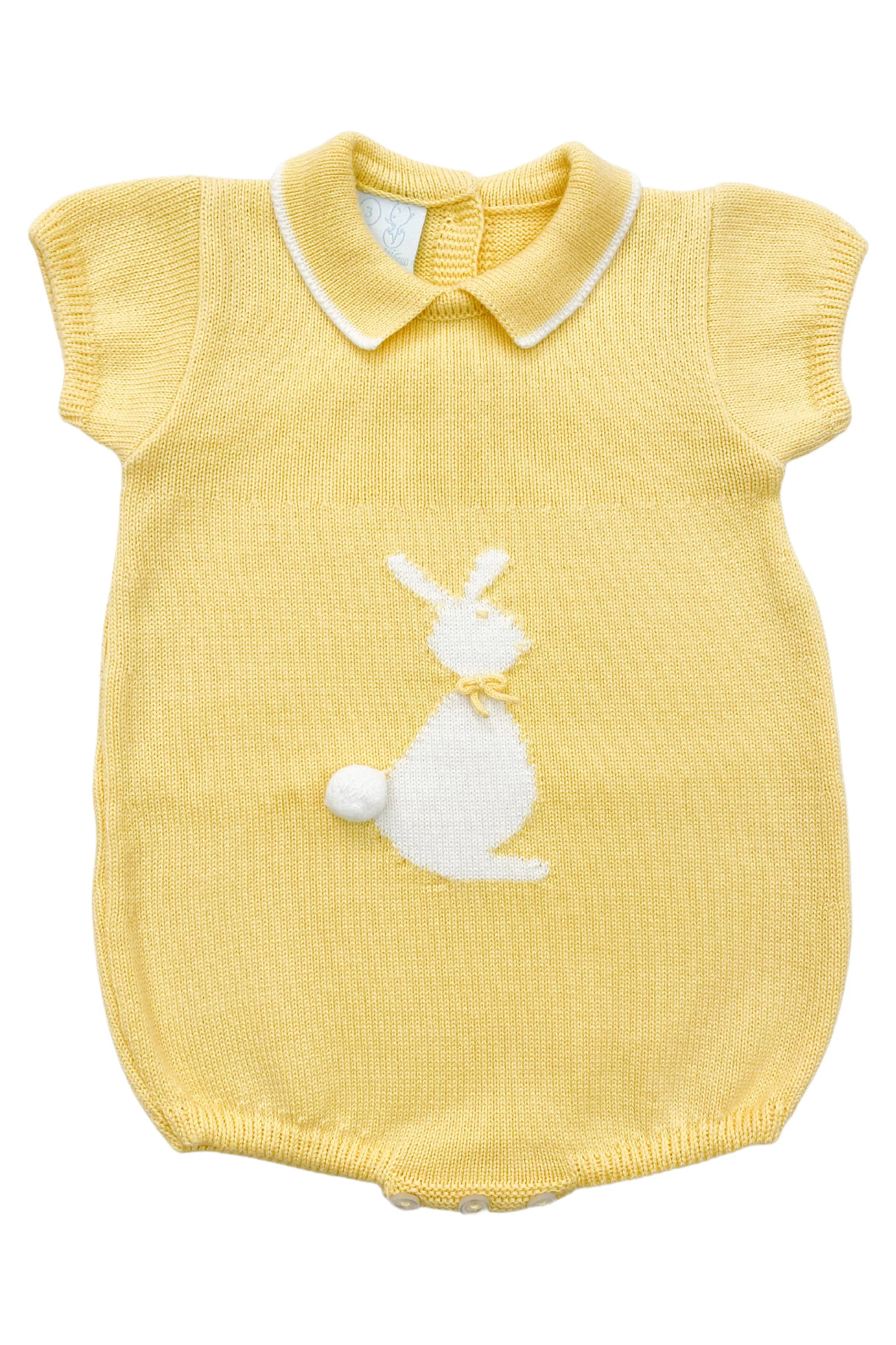 "Santi" Pale Yellow Knit Bunny Romper