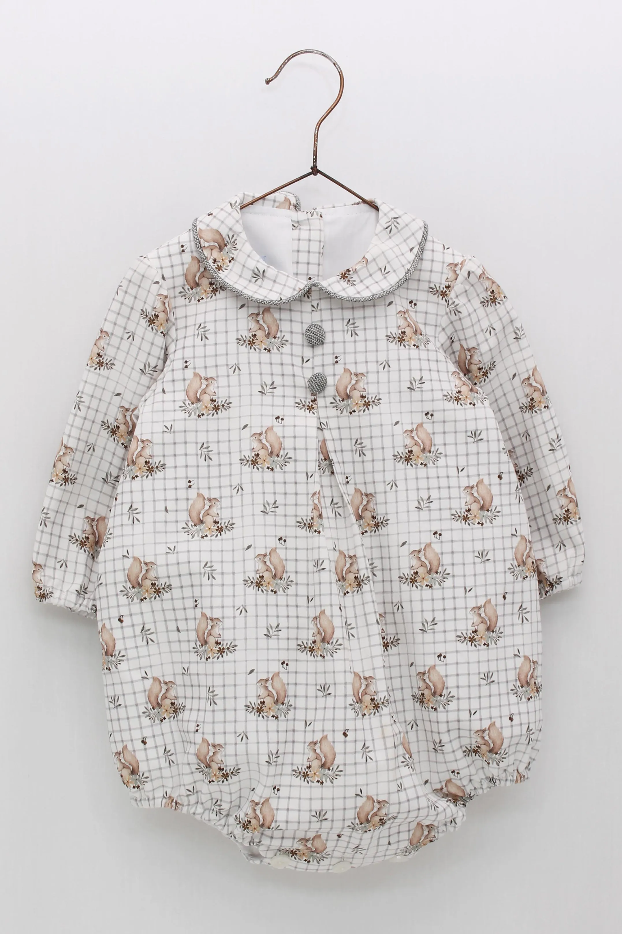 "Wilson" Grey Squirrel Print Romper