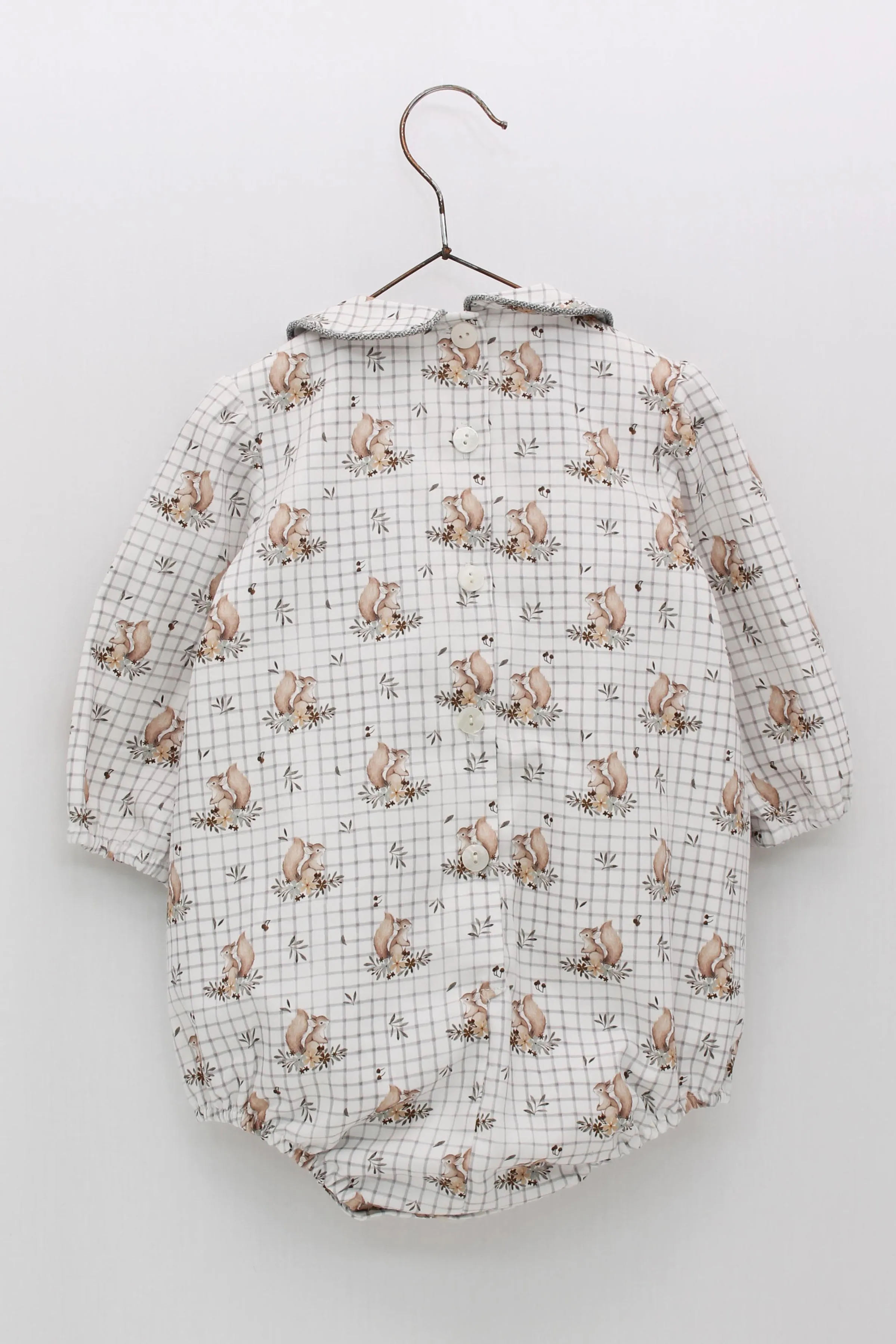 "Wilson" Grey Squirrel Print Romper