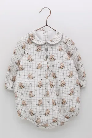 "Wilson" Grey Squirrel Print Romper