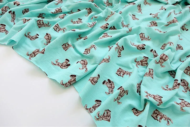 Rabbit Cotton French Terry Knit, Stretch Knit Fabric, Quality Korean Fabric - Ivory, Mint, Pink - 70" Wide - By the Yard /42858