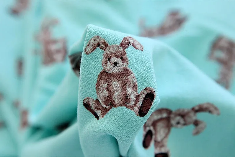 Rabbit Cotton French Terry Knit, Stretch Knit Fabric, Quality Korean Fabric - Ivory, Mint, Pink - 70" Wide - By the Yard /42858