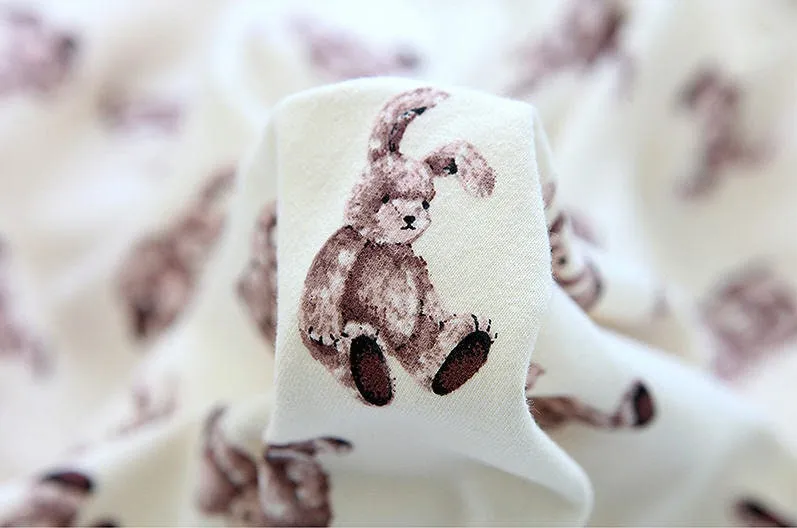 Rabbit Cotton French Terry Knit, Stretch Knit Fabric, Quality Korean Fabric - Ivory, Mint, Pink - 70" Wide - By the Yard /42858