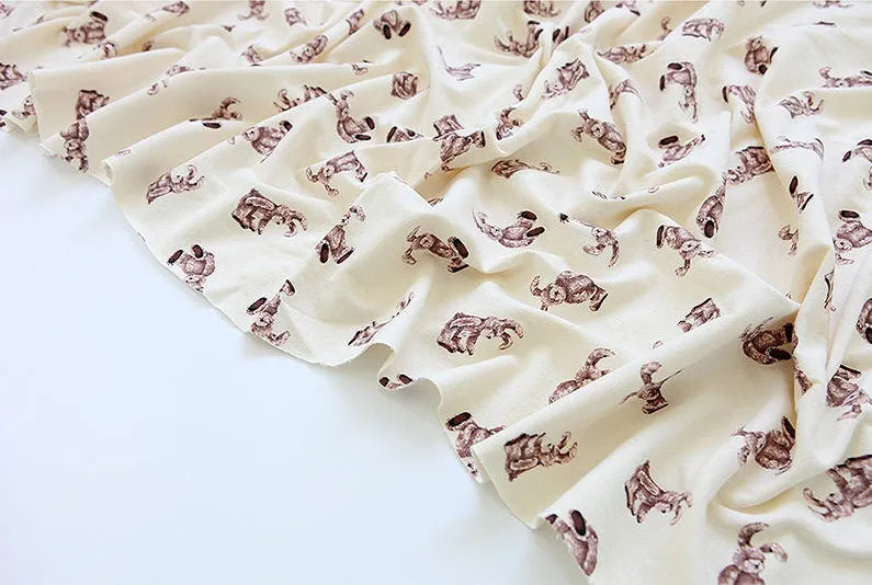 Rabbit Cotton French Terry Knit, Stretch Knit Fabric, Quality Korean Fabric - Ivory, Mint, Pink - 70" Wide - By the Yard /42858