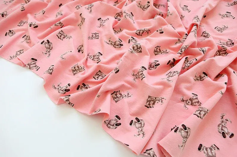 Rabbit Cotton French Terry Knit, Stretch Knit Fabric, Quality Korean Fabric - Ivory, Mint, Pink - 70" Wide - By the Yard /42858