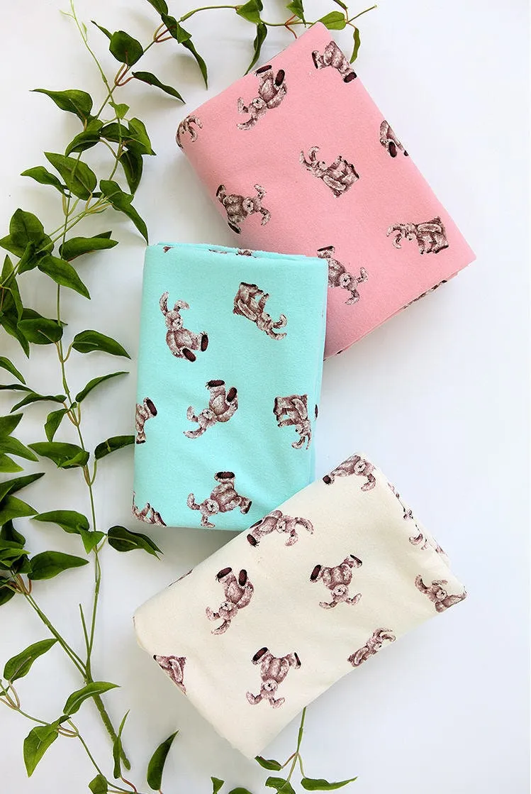 Rabbit Cotton French Terry Knit, Stretch Knit Fabric, Quality Korean Fabric - Ivory, Mint, Pink - 70" Wide - By the Yard /42858