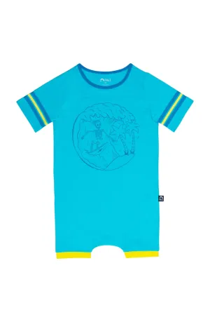 Rags Essentials Retro Short Sleeve Short Rag Romper in Surfin Skelly
