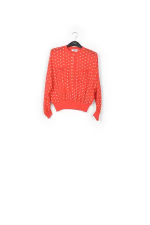Red and white polka-dot loose-fit top
