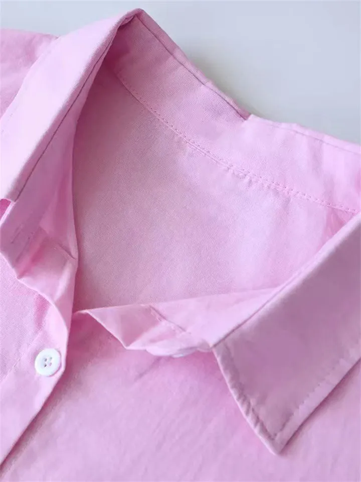 Retro Lapel Long Sleeve Shirts 2-Piece Sets
