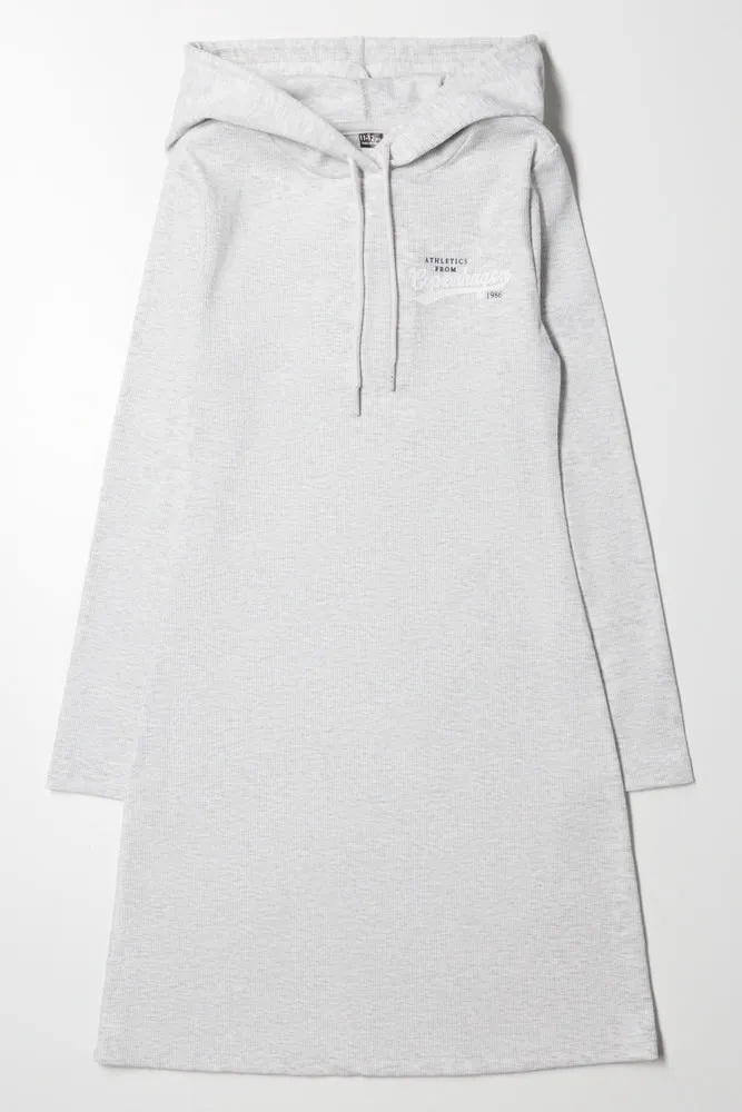 Rib Hooded Dress Grey
