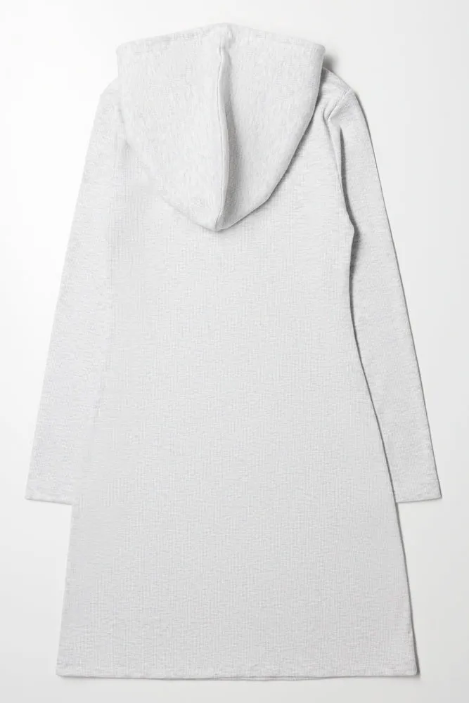 Rib Hooded Dress Grey