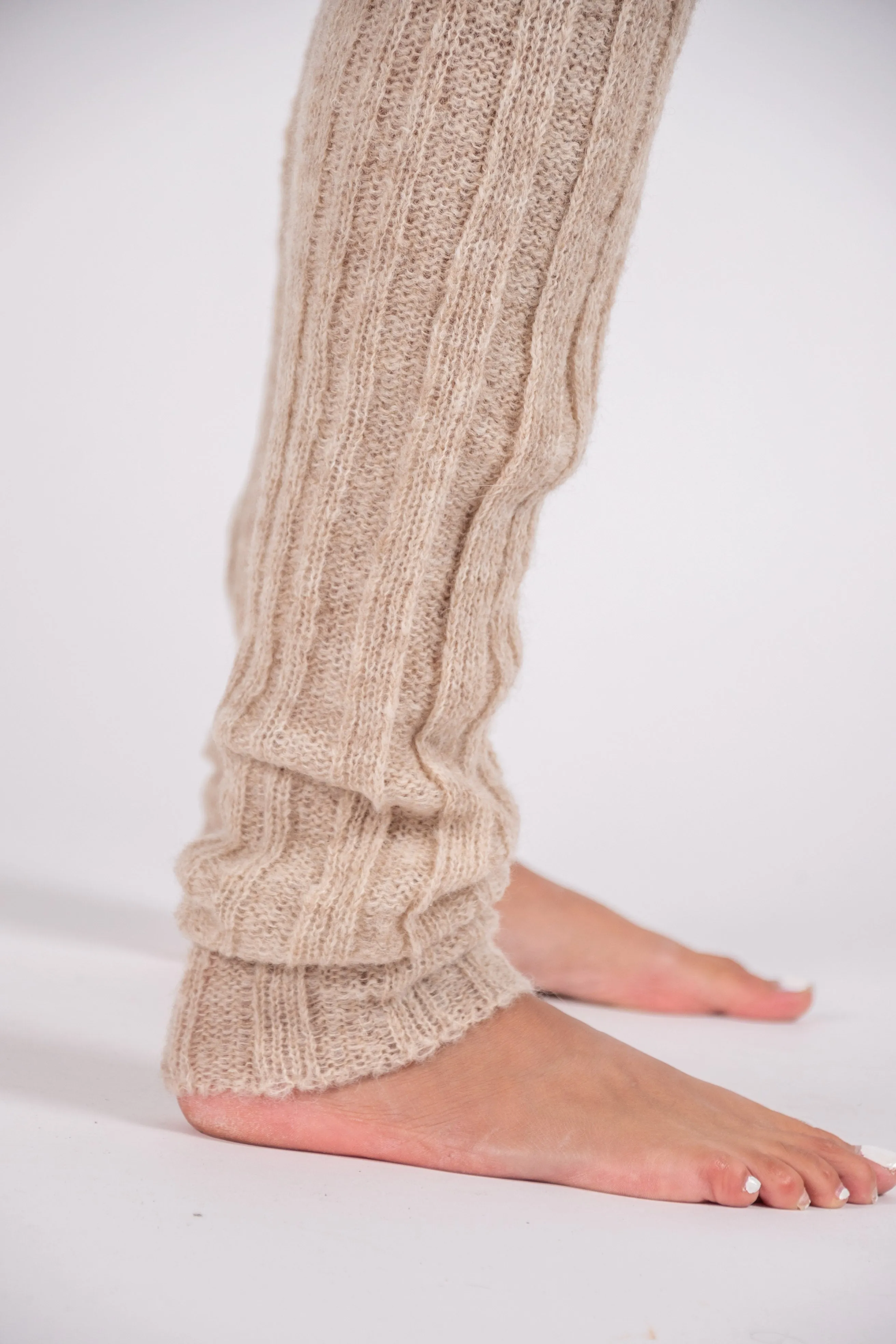 Ribbed alpaca legging in latte