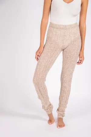 Ribbed alpaca legging in latte