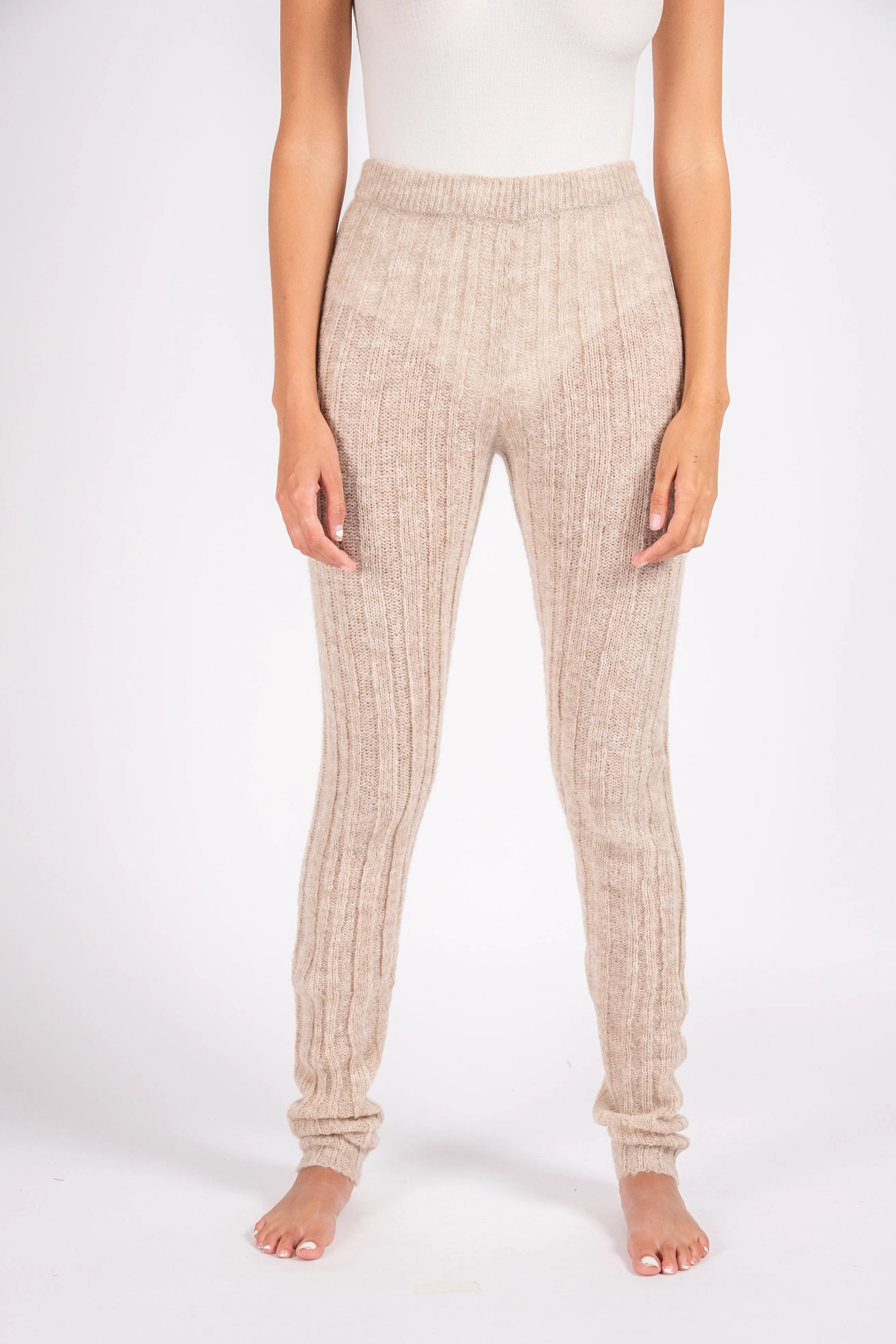 Ribbed alpaca legging in latte