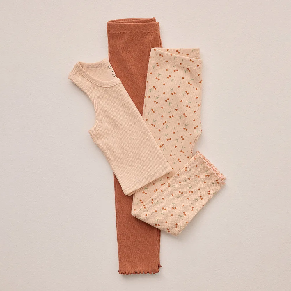 Ribbed Legging Set | Cherries & Poppy
