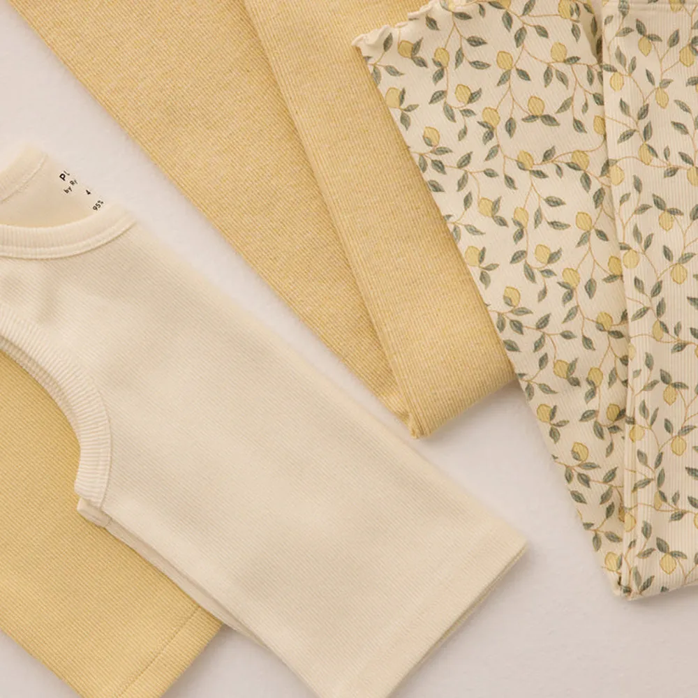 Ribbed Legging Set | Lemons & Yellow