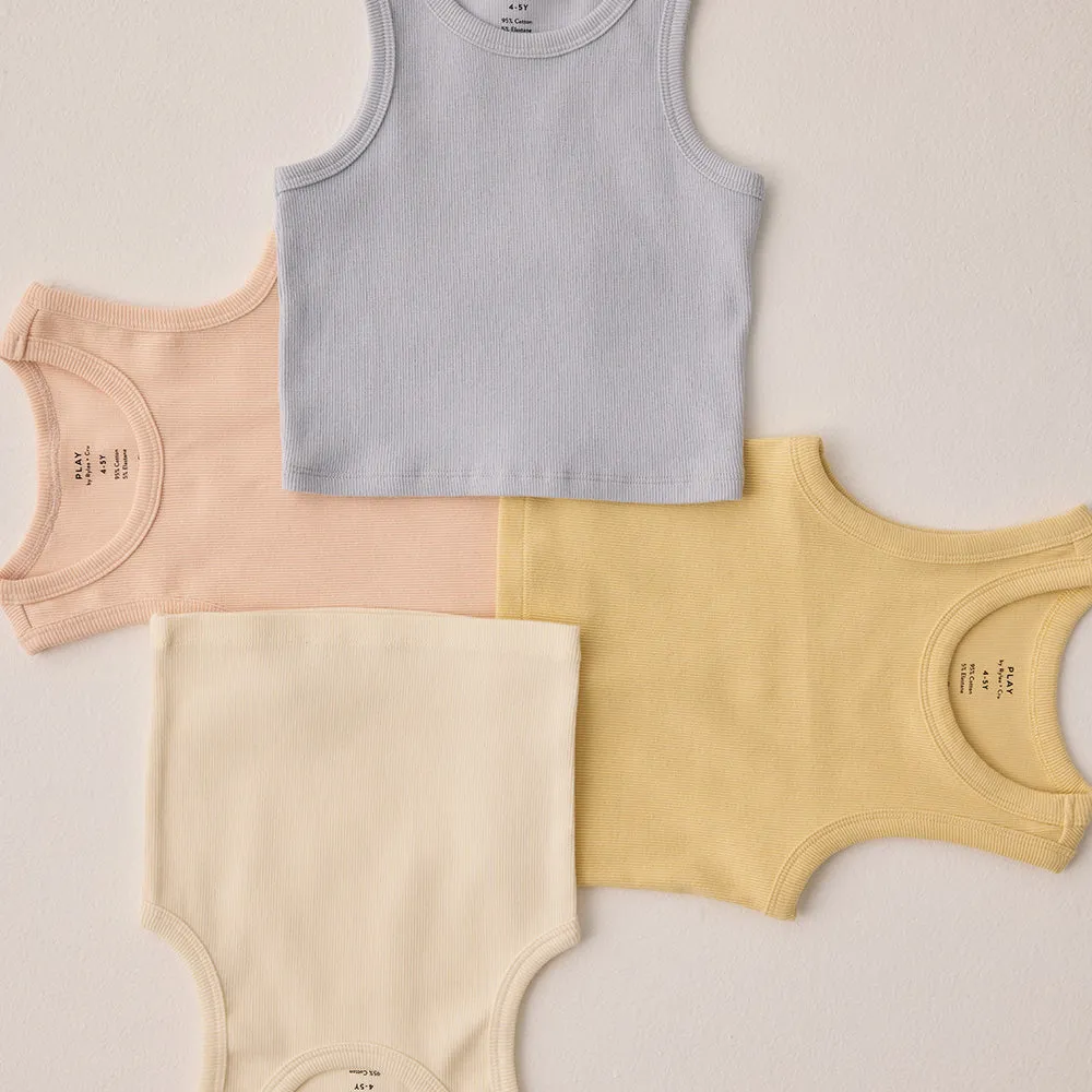 Ribbed Tank Set | Yellow & Ivory
