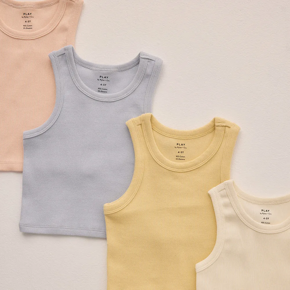 Ribbed Tank Set | Yellow & Ivory