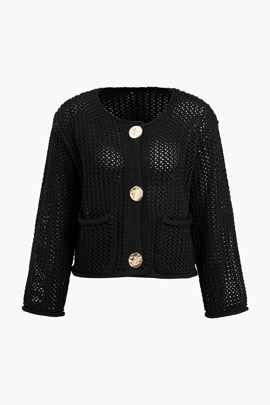 Riley - Elegant Button Detailing Woman's Patchwork Pocket Cardigan