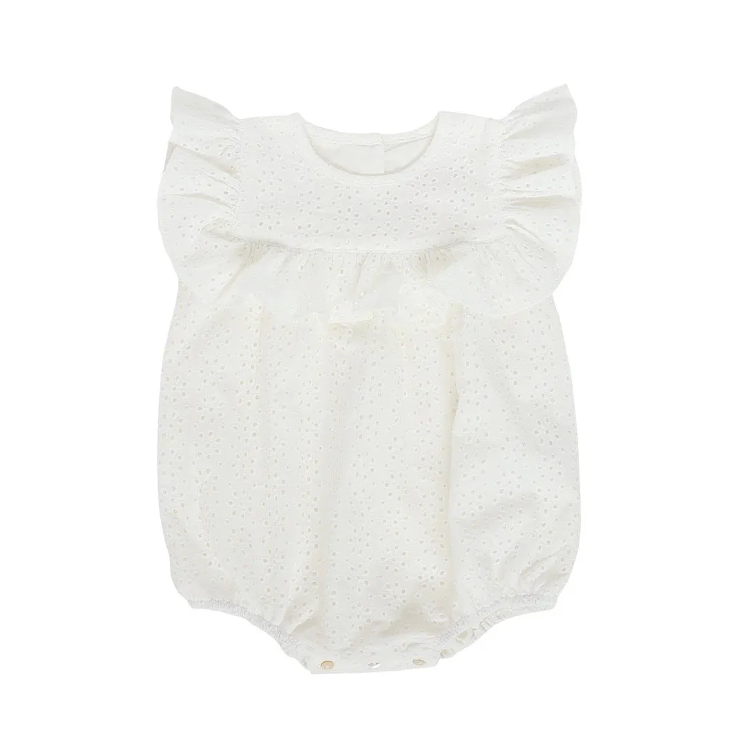 romance romper - ivory snowflake broderie