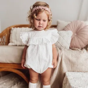romance romper - ivory snowflake broderie