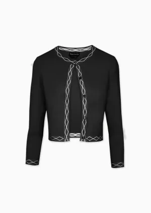 Rosemarie - Cardigan Sweater with White Diamond Trim Details
