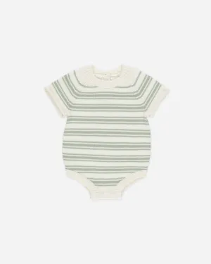 Rowan Romper || Sage Knit Stripe