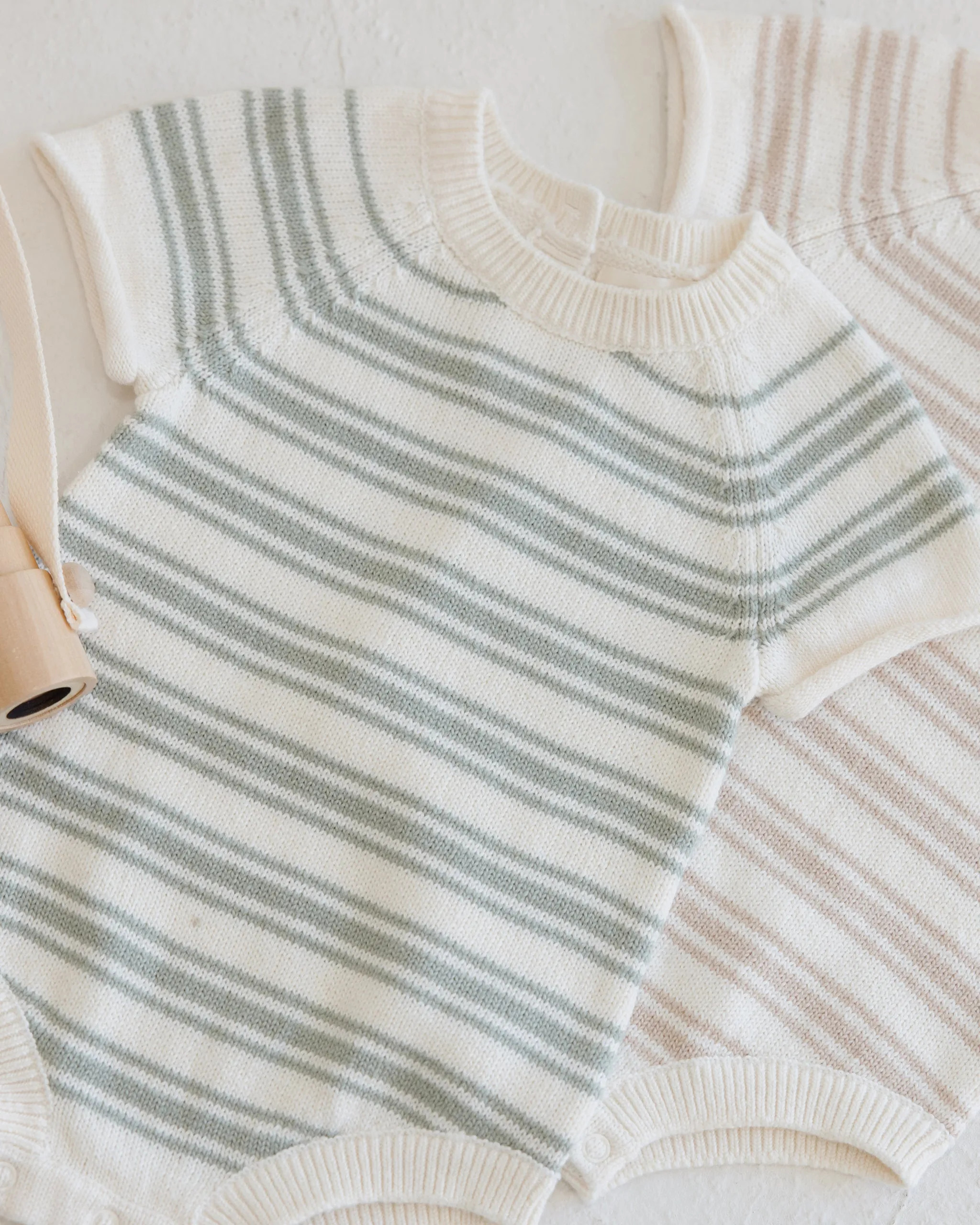 Rowan Romper || Sage Knit Stripe