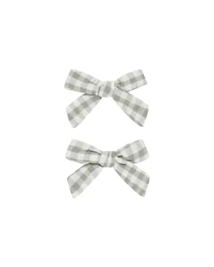 Rylee & Cru Bows Set of 2 - Eucalyptus Gingham | Sustainable Girls Hair Bows Canada