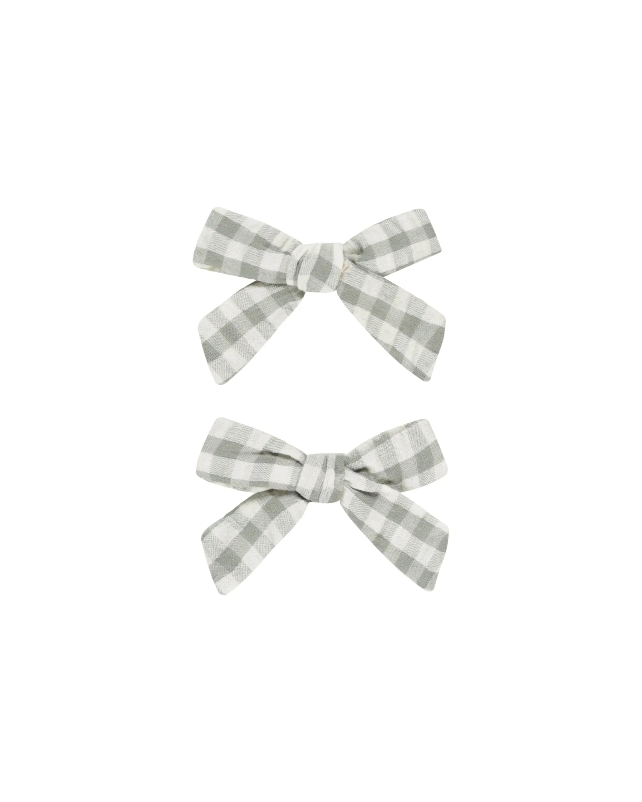Rylee & Cru Bows Set of 2 - Eucalyptus Gingham | Sustainable Girls Hair Bows Canada