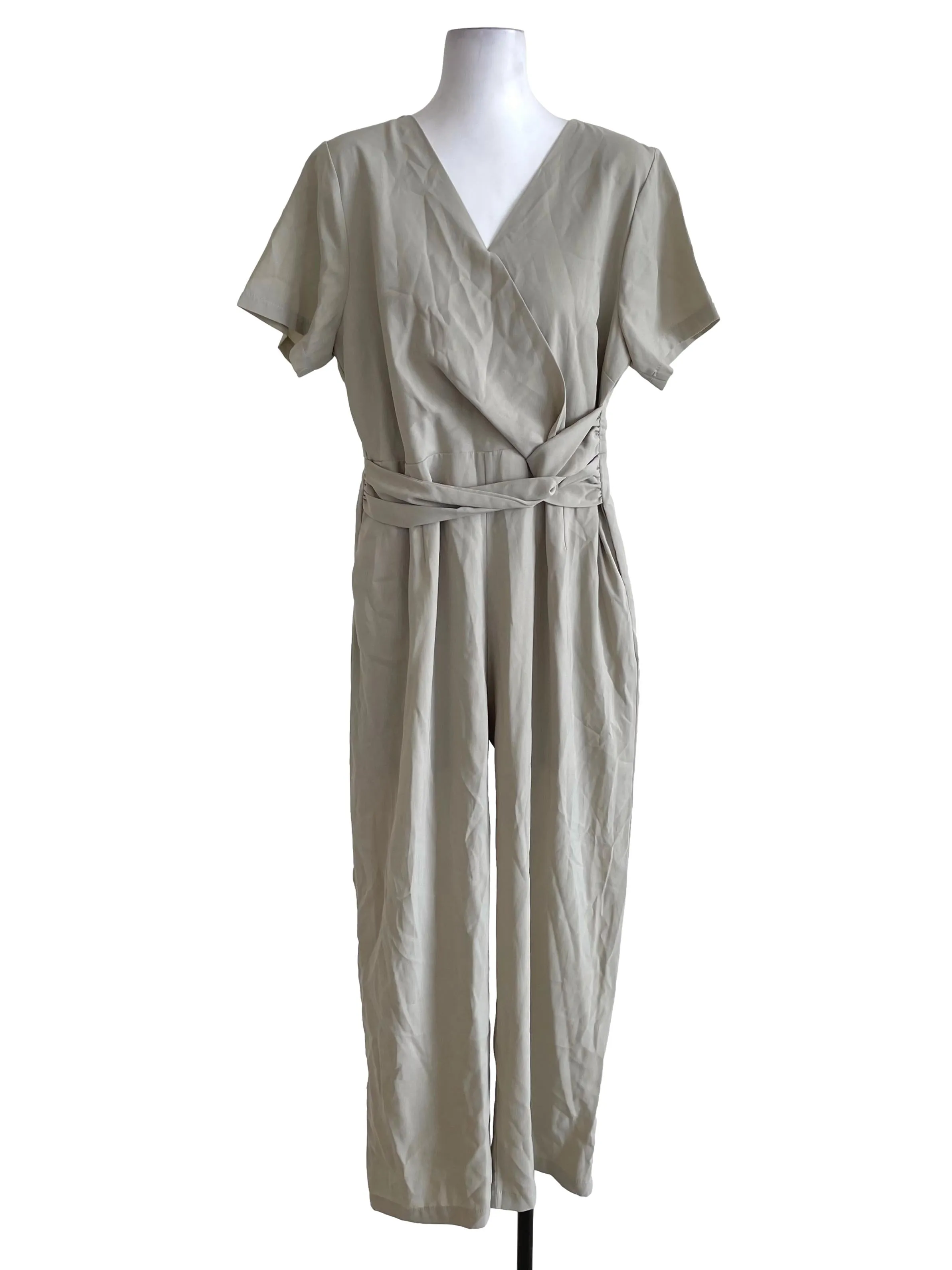Sand Dollar Beige V Neck Jumpsuit
