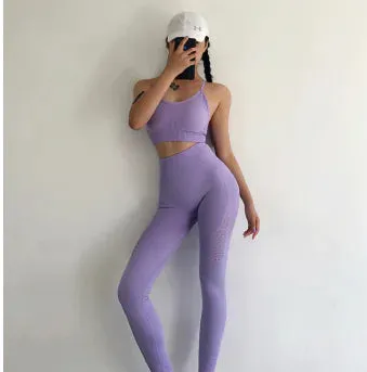 Seamless High-Waist Yoga Pants & Sports Bra Set