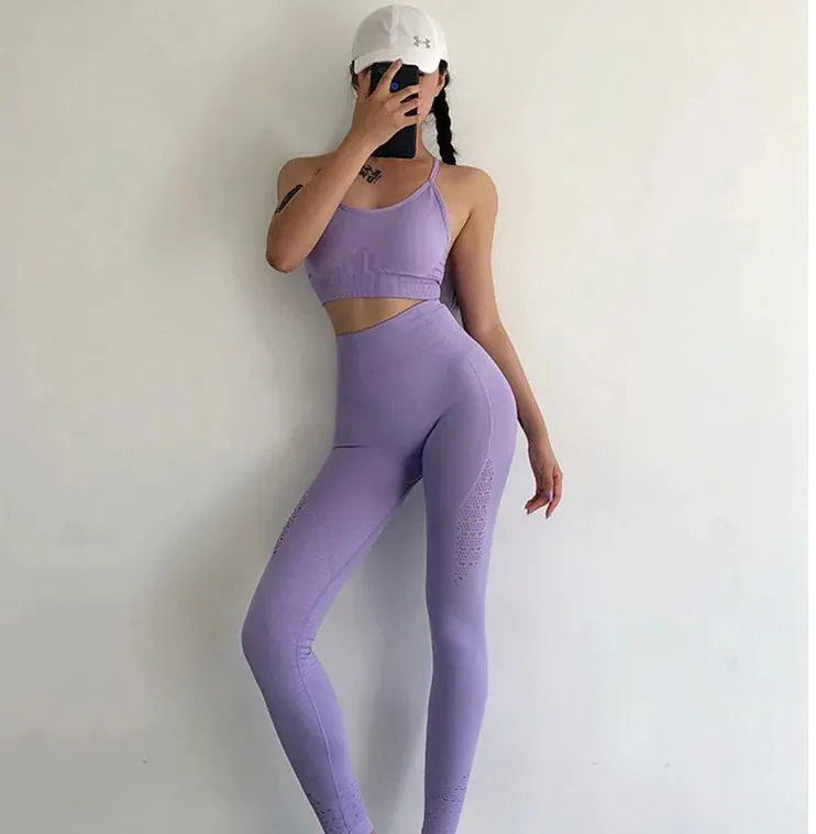 Seamless High-Waist Yoga Pants & Sports Bra Set