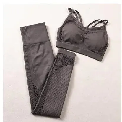 Seamless High-Waist Yoga Pants & Sports Bra Set