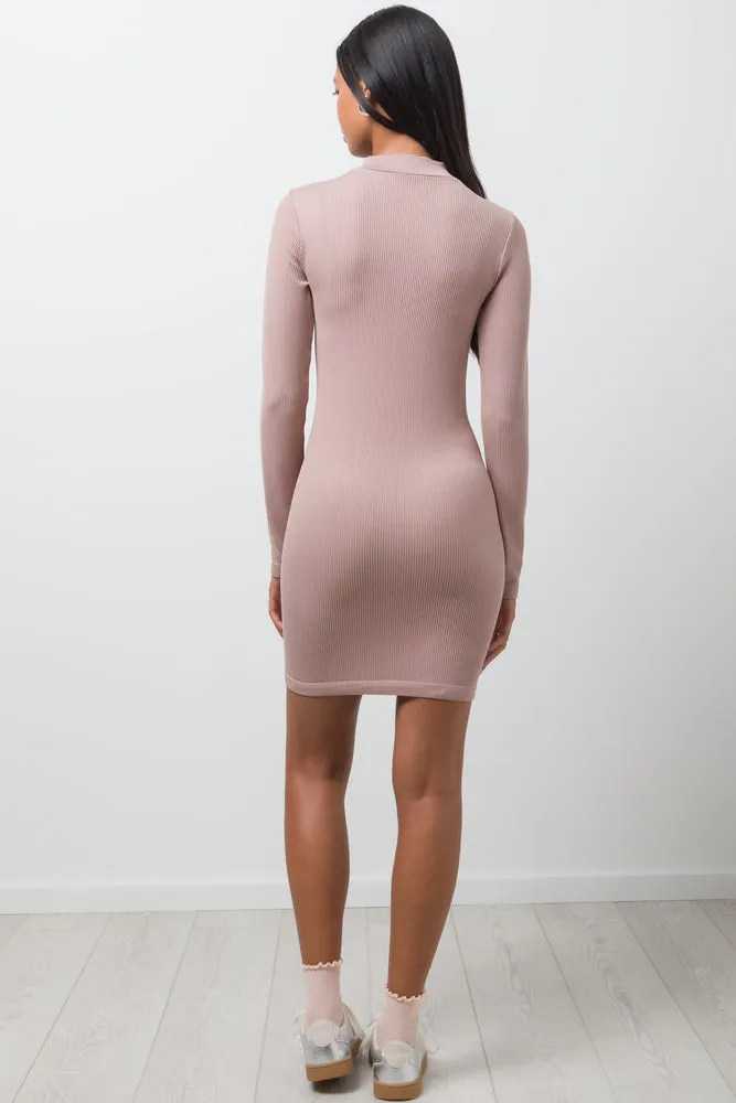 Seamless Strappy Bpdycon Dress Natural