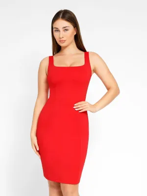 Shapewear Sleeveless Square Neck Sculpting Midi Dress